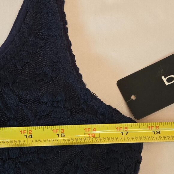 BEBE Marseille Lace Square Neck Tank Dress Sz: M  Navy - Picture 10 of 11